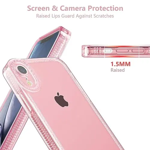 ZTOFERA iPhone XR 6.1 dyuym uchun mo'ljallangan, ayollar qizlar uchun yoqimli shaffof g'ilof, iPhone XR uchun yorqin yaltiroq moslashuvchan yumshoq TPU silikon bamper himoya qopqog'i, pushti - 2