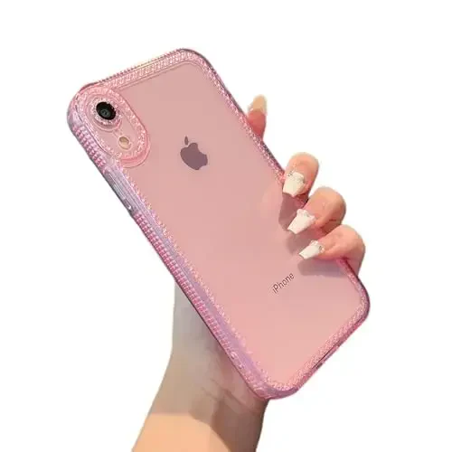 ZTOFERA Designed for iPhone XR 6.1 inch,Cute Clear Case for Women Girls,Sparkly Glitter Bling Flexible Soft TPU Silicone Bumper Protective Cover for iPhone XR,Pink 