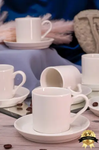 Zühre 12 Piece 6 Person Porcelain Coffee Cup Set Off White - 1