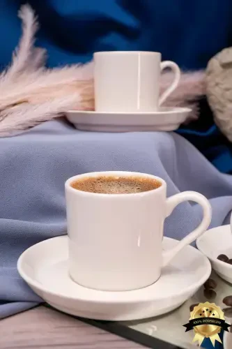 Zühre 12 Piece 6 Person Porcelain Coffee Cup Set Off White - HEDA PORSELEN (1)