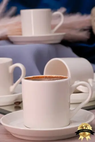 Zühre 12 Piece 6 Person Porcelain Coffee Cup Set Off White - 3