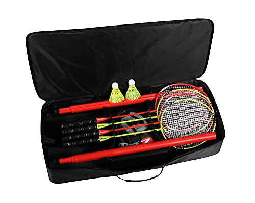 Zume Games Portable Badminton Set with Freestanding Base - Sets Up on Any Surface in Seconds - No Tools or Stakes Required - 3