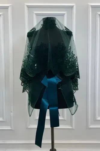 Zumrad yashil simli juft naqshli kelinlik fatiha to‘plami, xina fatiha-FLOKCHIFTDESENYASHIL - 3