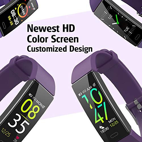 ZURURU Fitness Tracker with Blood Pressure Heart Rate Sleep Health Monitor for Men and Women, Upgraded Waterproof Activity Tracker Watch, Step Calorie Counter Pedometer Purple - 2