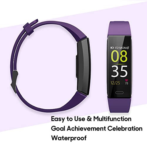 ZURURU Fitness Tracker with Blood Pressure Heart Rate Sleep Health Monitor for Men and Women, Upgraded Waterproof Activity Tracker Watch, Step Calorie Counter Pedometer Purple - 3