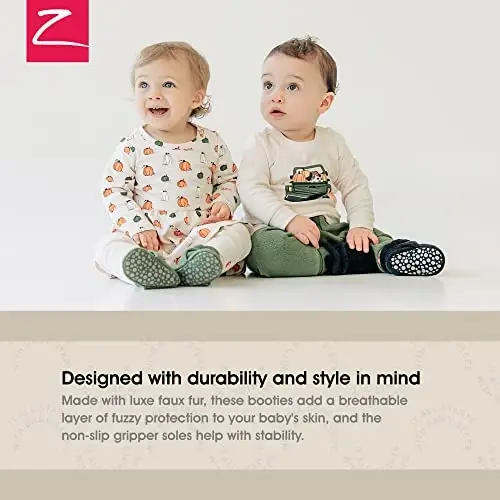 Zutano Baby Furry Fleece Booties with Grippers, Organic Cotton Lining | Warm protection,Easy on and off,Flexible fit,Everyday versatility,Gentle on delicate skin,Thoughtful design - 2