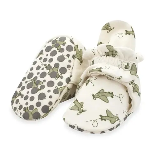 Zutano Unisex Organic Cotton Baby Booties, Stay-On and Non-Slip, Newborn to Toddler 