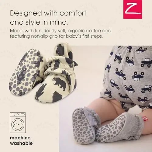 Zutano Unisex Organic Cotton Baby Booties, Stay-On and Non-Slip, Newborn to Toddler - ZUTANO (1)