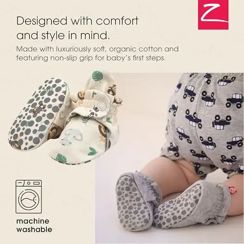 Zutano Unisex Organic Cotton Baby Booties, Stay-On and Non-Slip, Newborn to Toddler - ZUTANO (1)