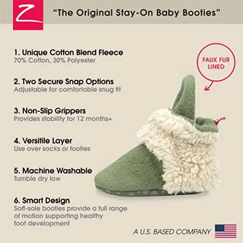 Zutano Unisex Fleece Baby Booties, Two Snap Closure, Newborn to 24 Months - 3