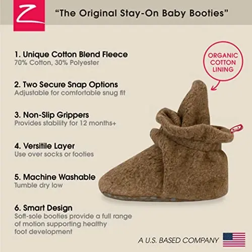 Zutano Unisex Fleece Baby Booties, Two Snap Closure, Newborn to 24 Months - 3
