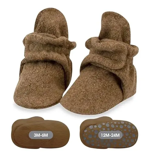 Zutano Unisex Fleece Baby Booties, Two Snap Closure, Newborn to 24 Months 