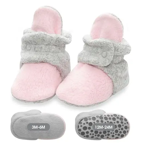 Zutano Unisex Fleece Baby Booties, Two Snap Closure, Newborn to 24 Months 