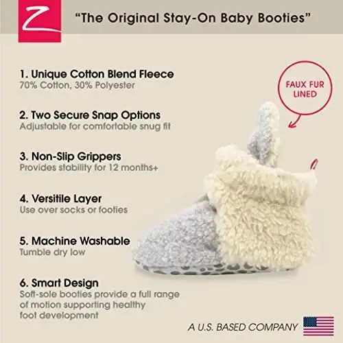 Zutano Unisex Fleece Baby Booties, Two Snap Closure, Newborn to 24 Months - 3