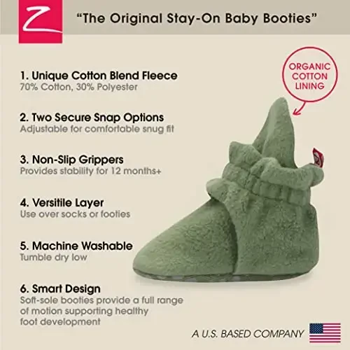 Zutano Unisex Fleece Baby Booties, Two Snap Closure, Newborn to 24 Months - 3