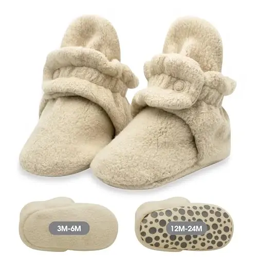 Zutano Unisex Fleece Baby Booties, Two Snap Closure, Newborn to 24 Months - 1