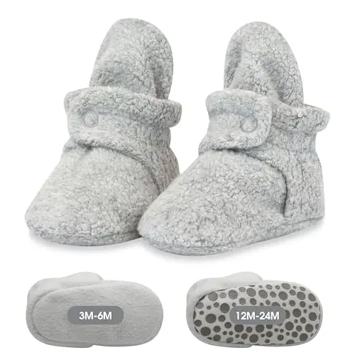 Zutano Unisex Fleece Baby Booties, Two Snap Closure, Newborn to 24 Months 