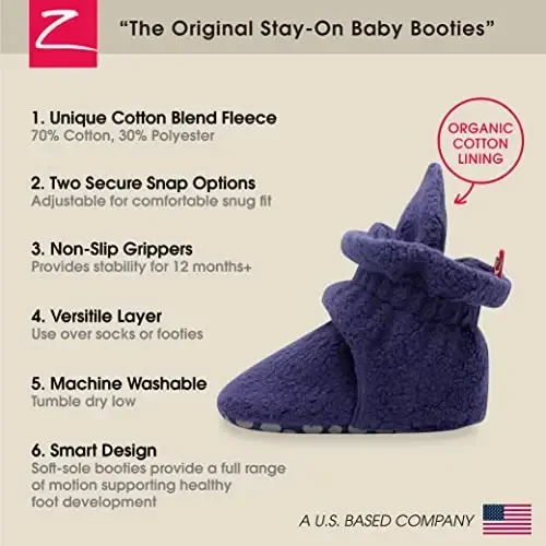 Zutano Unisex Fleece Baby Booties, Two Snap Closure, Newborn to 24 Months - 3