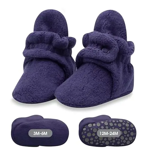 Zutano Unisex Fleece Baby Booties, Two Snap Closure, Newborn to 24 Months 