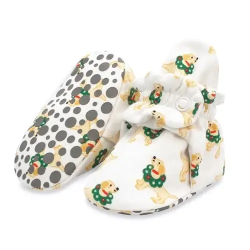 Zutano Unisex Organic Cotton Baby Booties, Stay-On and Non-Slip, Newborn to Toddler - 1