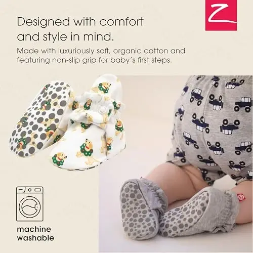 Zutano Unisex Organic Cotton Baby Booties, Stay-On and Non-Slip, Newborn to Toddler - 2