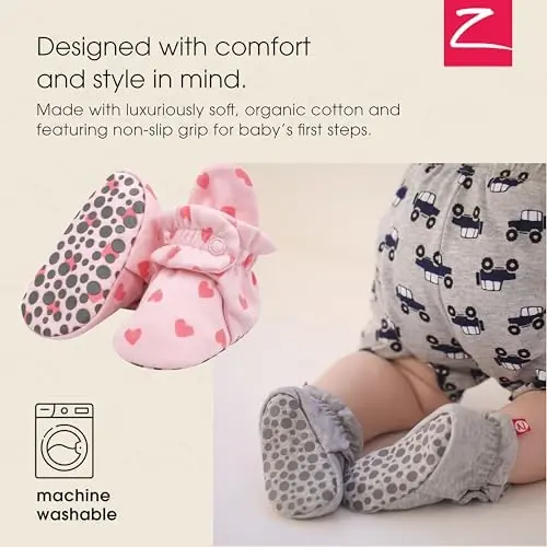 Zutano Unisex Organic Cotton Baby Booties, Stay-On and Non-Slip, Newborn to Toddler - 2