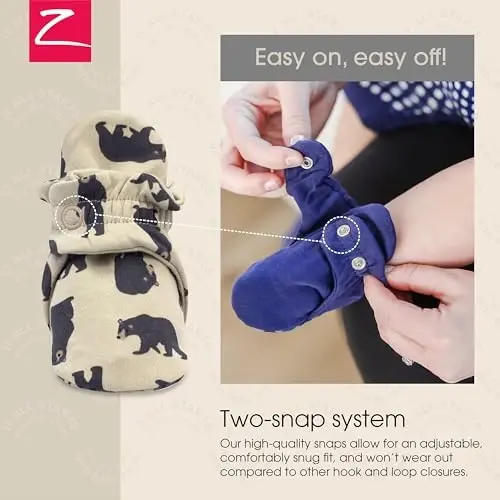 Zutano Unisex Organic Cotton Baby Booties, Stay-On and Non-Slip, Newborn to Toddler - 3