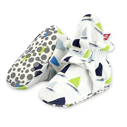 Zutano Unisex Organic Cotton Baby Booties, Stay-On and Non-Slip, Newborn to Toddler 