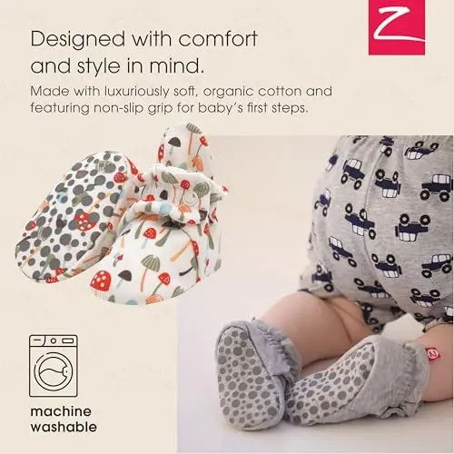 Zutano Unisex Organic Cotton Baby Booties, Stay-On and Non-Slip, Newborn to Toddler - 2
