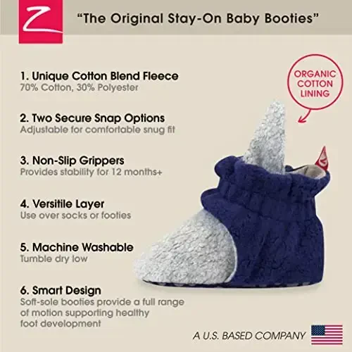 Zutano Unisex Fleece Baby Booties, Two Snap Closure, Newborn to 24 Months - 3
