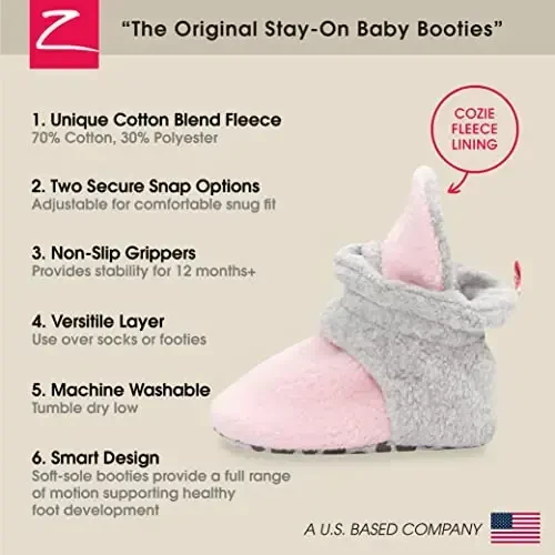 Zutano Unisex Fleece Baby Booties, Two Snap Closure, Newborn to 24 Months - 3