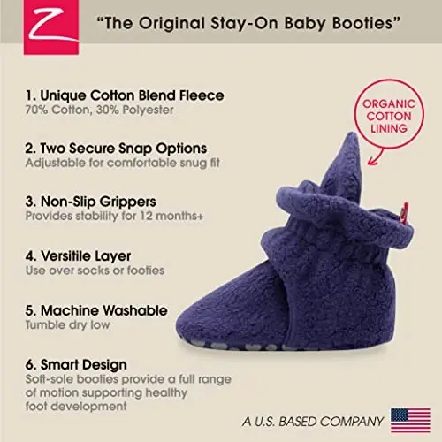 Zutano Unisex Fleece Baby Booties, Two Snap Closure, Newborn to 24 Months - 3