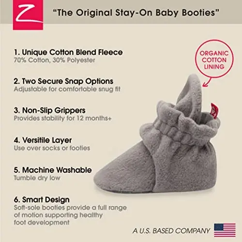Zutano Unisex Fleece Baby Booties, Two Snap Closure, Newborn to 24 Months - 3
