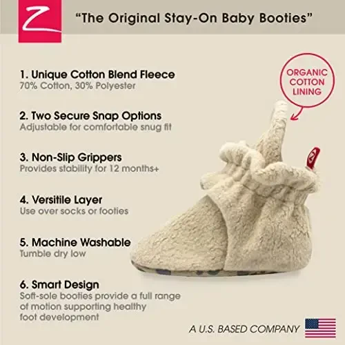Zutano Unisex Fleece Baby Booties, Two Snap Closure, Newborn to 24 Months - 3