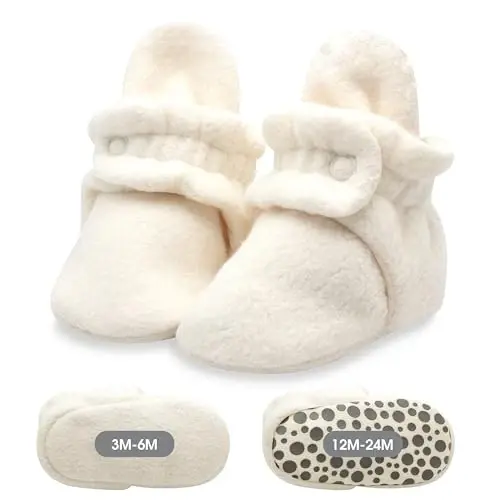 Zutano Unisex Fleece Baby Booties, Two Snap Closure, Newborn to 24 Months 