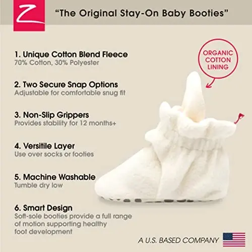 Zutano Unisex Fleece Baby Booties, Two Snap Closure, Newborn to 24 Months - 6