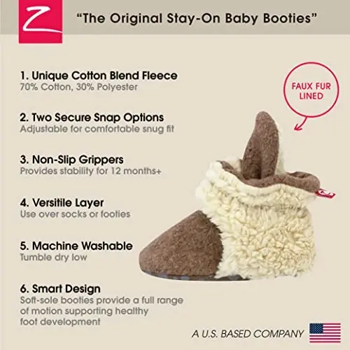 Zutano Unisex Fleece Baby Booties, Two Snap Closure, Newborn to 24 Months - 3