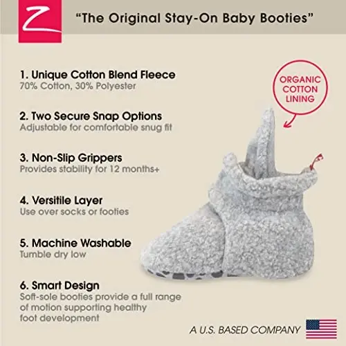 Zutano Unisex Fleece Baby Booties, Two Snap Closure, Newborn to 24 Months - 3