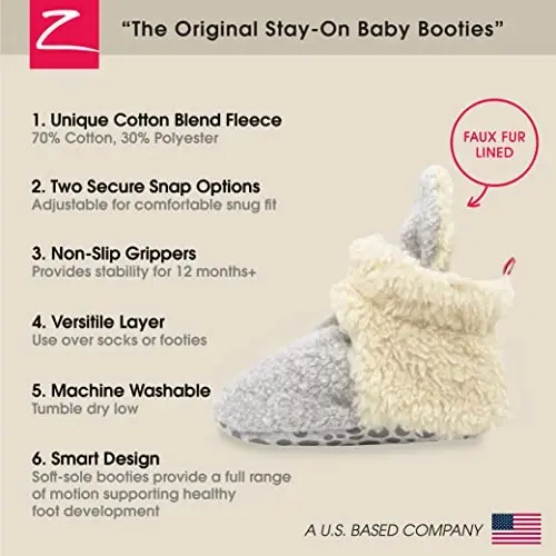 Zutano Unisex Fleece Baby Booties, Two Snap Closure, Newborn to 24 Months - 3