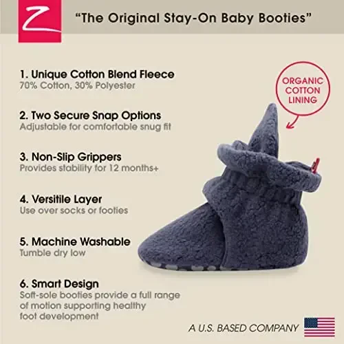Zutano Unisex Fleece Baby Booties, Two Snap Closure, Newborn to 24 Months - 3
