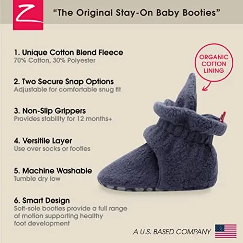 Zutano Unisex Fleece Baby Booties, Two Snap Closure, Newborn to 24 Months - 3