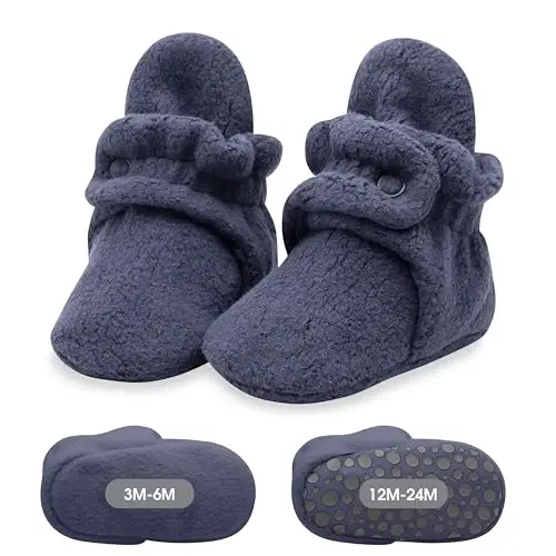 Zutano Unisex Fleece Baby Booties, Two Snap Closure, Newborn to 24 Months 
