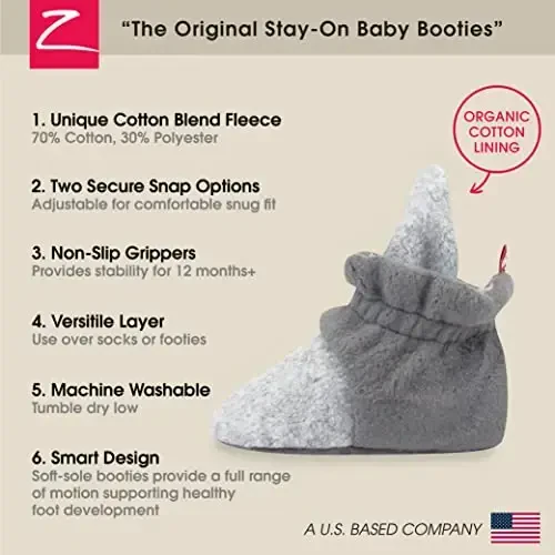 Zutano Unisex Fleece Baby Booties, Two Snap Closure, Newborn to 24 Months - 3