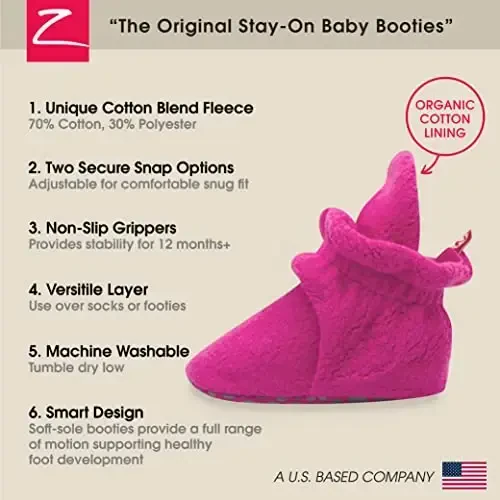 Zutano Unisex Fleece Baby Booties, Two Snap Closure, Newborn to 24 Months - 3