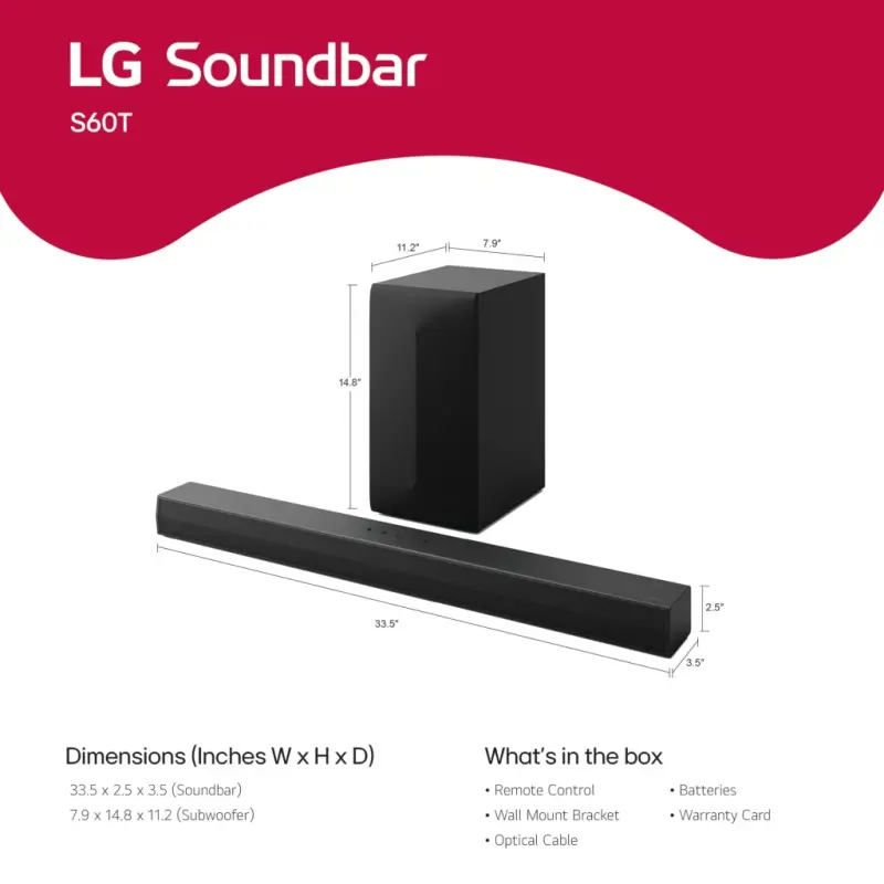 Звуковая панель LG 3.1 Bluetooth с поддержкой Dolby Audio - S60T - 11