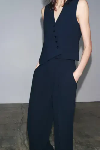 ZW COLLECTION ASİMETRİK YELEK-LACİVERT - ZARA (1)