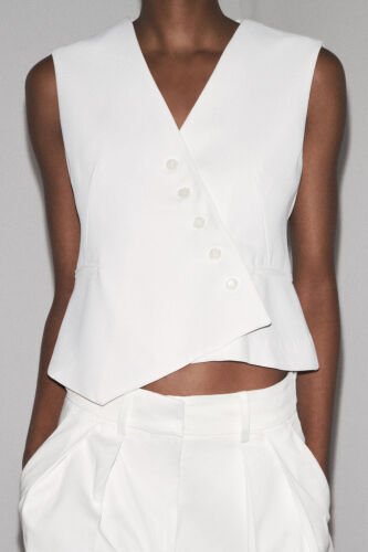 ZW COLLECTION АСИММЕТРИЧНЫЙ ЖИЛЕТ-Экру - 3