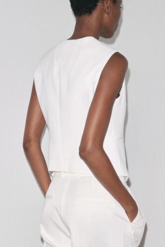 ZW COLLECTION ASYMMETRIC CARDIGAN-Cream - MODAZONE (1)