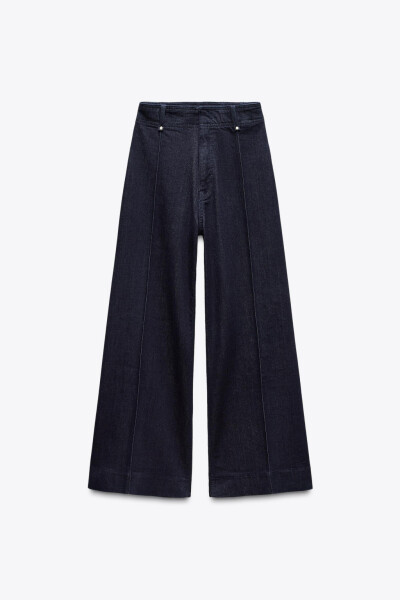 ZW COLLECTION WIDE LEG HIGH WAIST JEANS-Blue - 1