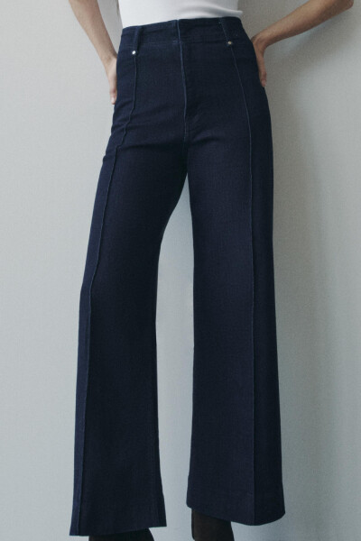 ZW COLLECTION WIDE LEG HIGH WAIST JEANS-Blue - 4